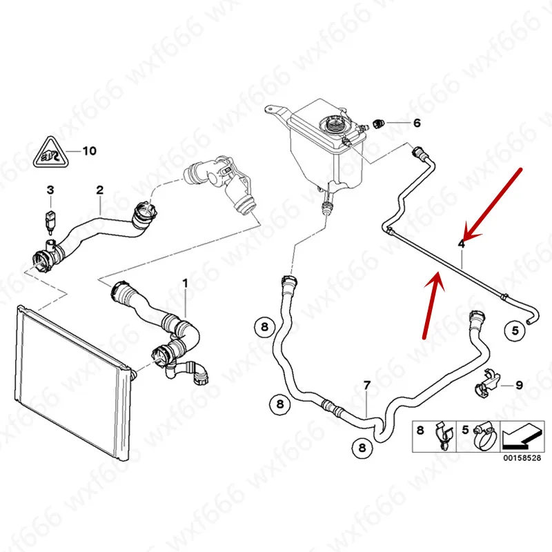 Впускной шланг водяного бака для автомобильного двигателя E60 520I 2004b mw2005 M54 E64 645CI