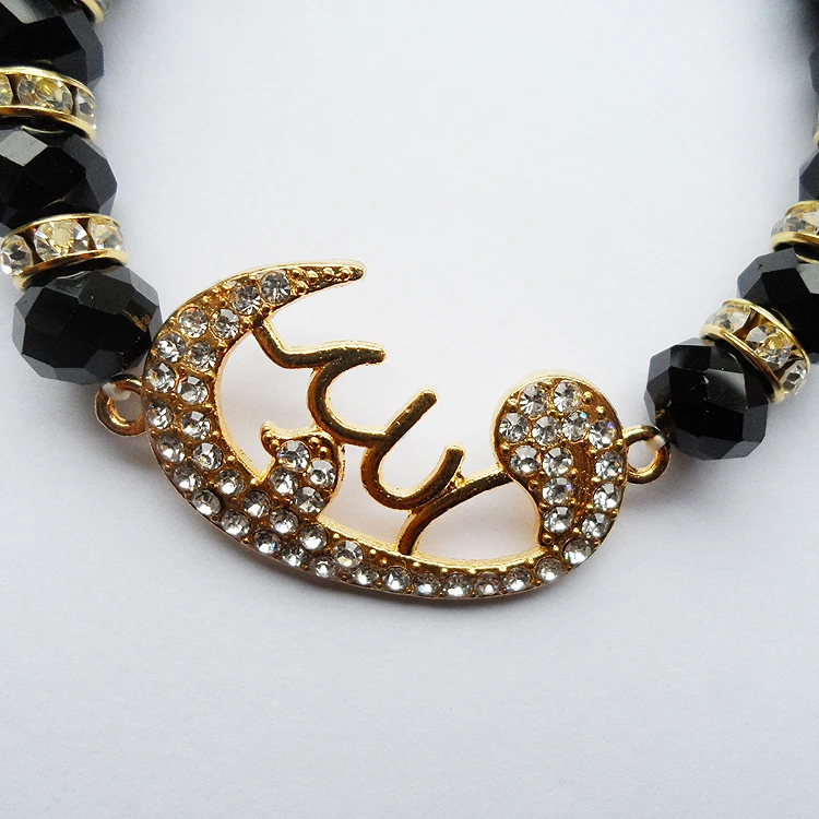 Самодельные черные кристаллы стрейч искусственная молитва для женщин|bracelet