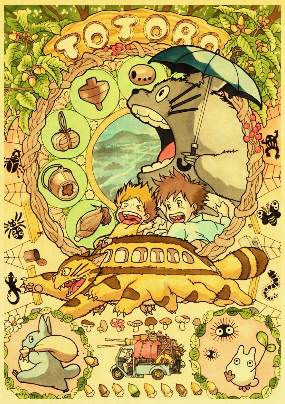 Мультяшный аниме Hayao Miyazaki Totoro Spirited Away постер Тоторо кафе детский домашний декор