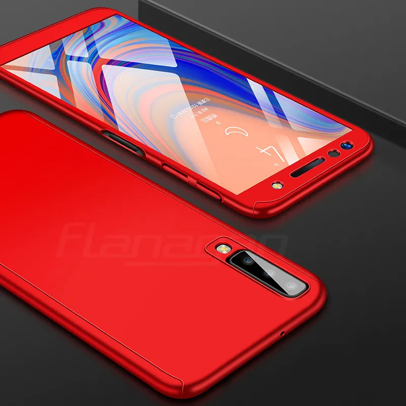 Красный 360 противоударный чехол для телефона для samsung Galaxy A7 A6 A8 J4 J6 плюс A9 крышка чехол для samsung A30 A50 M10 M20 J2 Core A10 чехол - Цвет: Красный