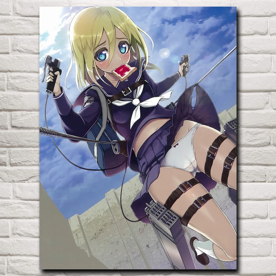 Shingeki No Kyojin девушки японского аниме постеры и принты шелковое художественное