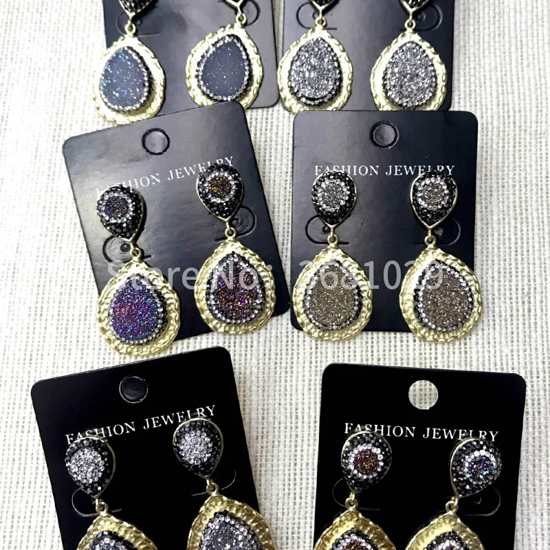 

Crystal long style temperament pendant with simple personality drop earrings