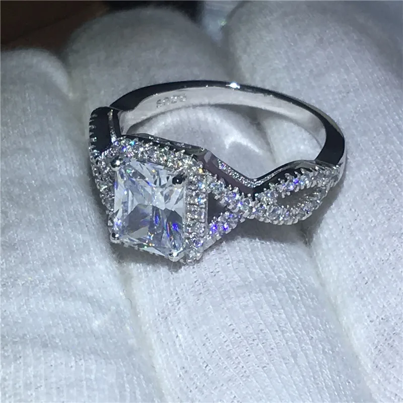 choucong Classic Engagement Wedding Band ring Princess cut 5A zircon Cz 925 Sterling silver Rings For Women men Jewelry | Украшения и
