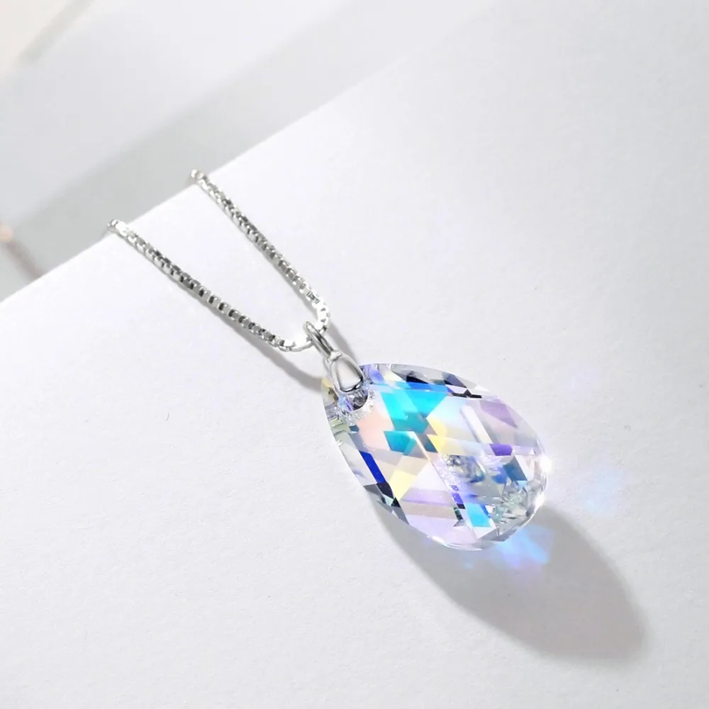 Цепочка с подвеской в виде капли воды серебро 925 пробы|teardrop necklace|chain necklacenecklace simple |