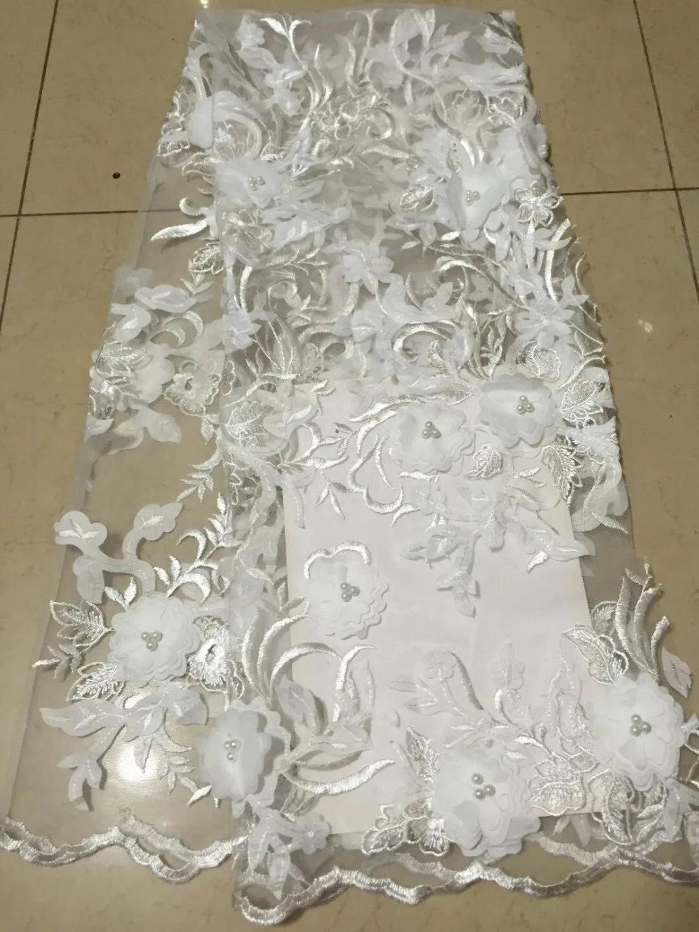 Высокая-конец Темно-синие Нигерии кружевной ткани 2018 Свадебные африканские