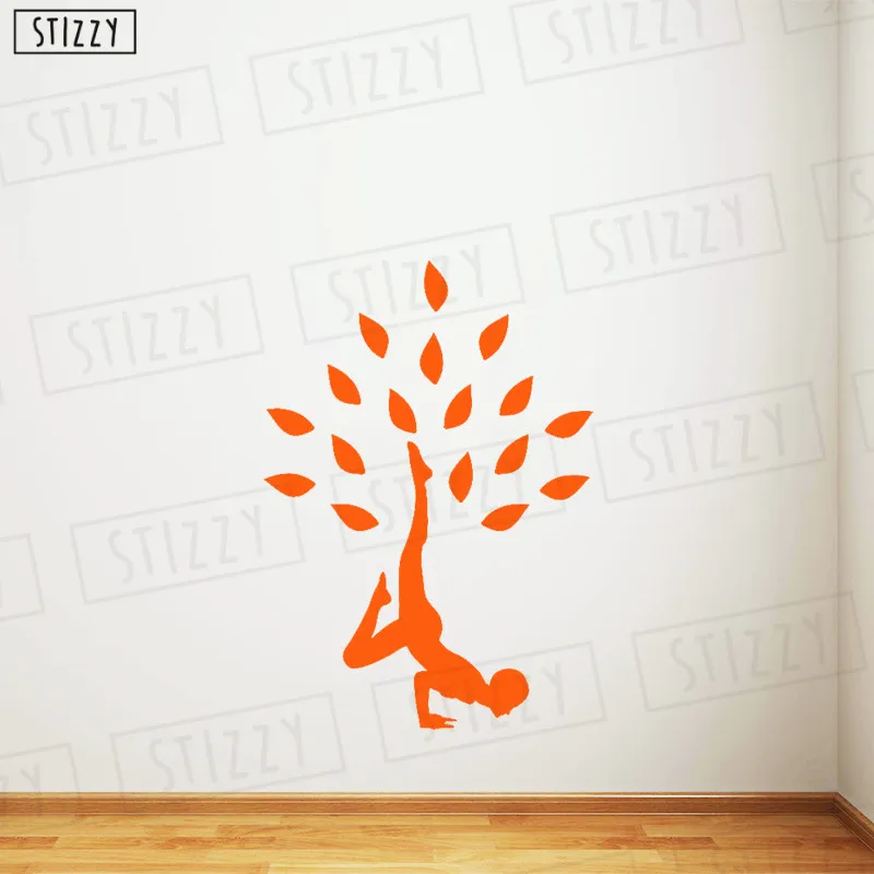 Настенная Наклейка stizzy Йога Студия медитация настенные наклейки листья дизайн