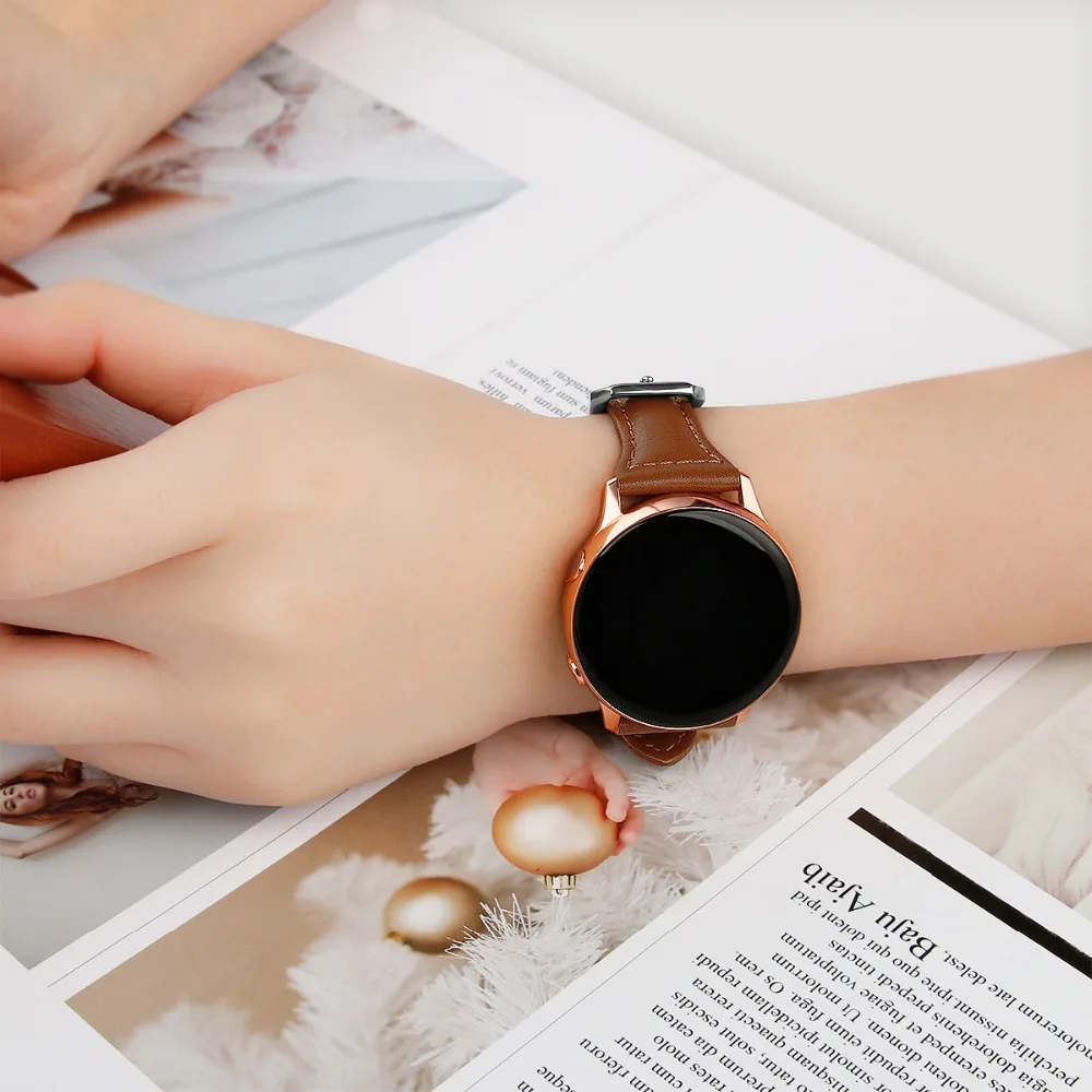 20 мм кожаный ремешок для часов для samsung Galaxy Watch активный ремешок из натуральной кожи ремешок для Galaxy Watch 42 мм механизм Спорт 93005
