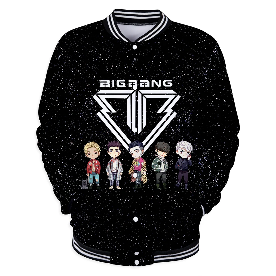 Куртки BIGBANG Kpop 3D Повседневная бейсбольная куртка большого размера с длинным