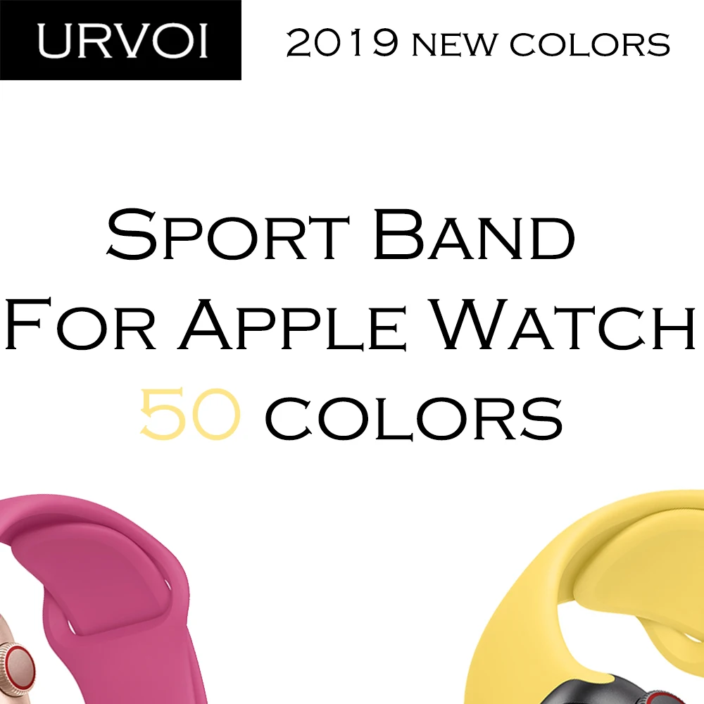 Спортивный ремешок URVOI для Apple Watch серия 5 4 3 2 1 силиконовый браслет iWatch с застежкой