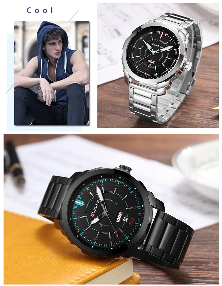 Curren Часы мужские Топ бренд класса люкс relogio masculino кварцевые часы модные повседневные Авто Дата и календарь 8266