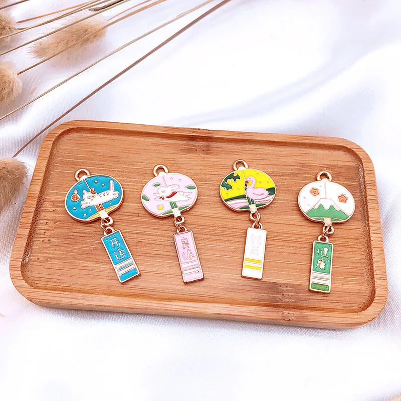 10 шт. японский знак удачи круглые подвески в виде животных сплав эмаль кулон