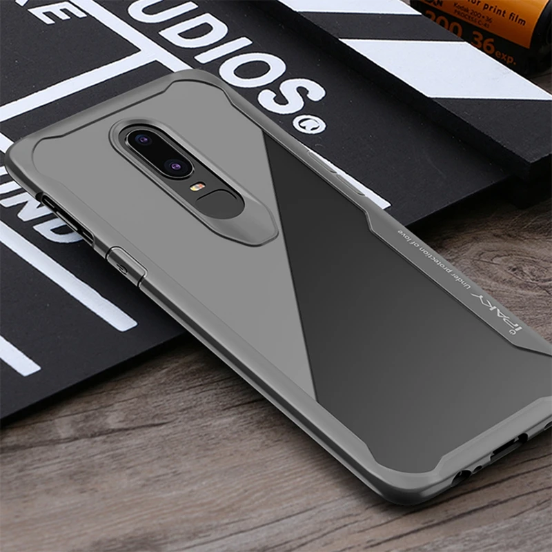 IPAKY Oneplus 6 Чехол A6000 Мягкий Силиконовый ТПУ + ПК Прозрачный чехол для задней панели