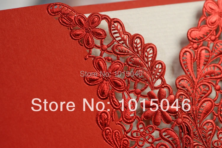 10 X красная Свадебная пригласительная открытка с лентой лазерной резки/открытка