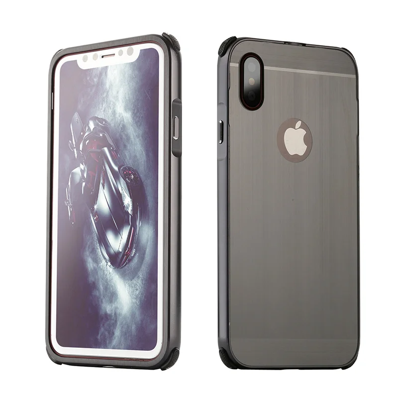 For iphone X Case Brushed mirror Back Cover for iphoneX Plating Aluminum Metal Frame Phone Bag |