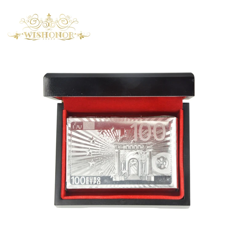 Свадебные подарки евро 100 серебряные пластиковые игральные карты серебряная