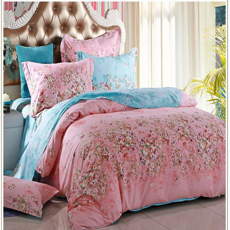 Постельные принадлежности с цветочным принтом пододеяльник простыня и