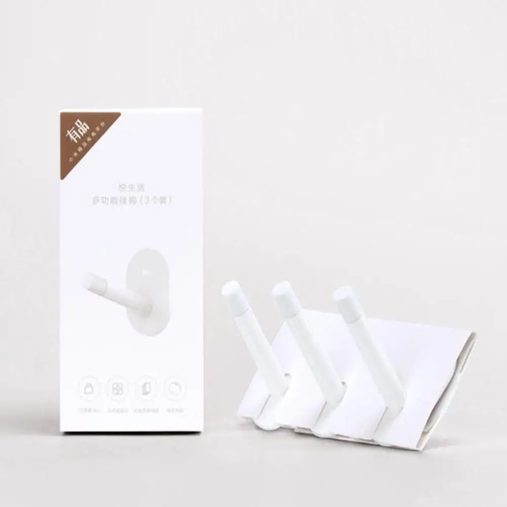White Xiaomi Mijia HL 3 шт. настенные крючки маленькие клейкие многофункциональные крючки/настенный крючок для швабры крепкая Ванная комната Спальня Кухня 3 кг макс - Цвет: White