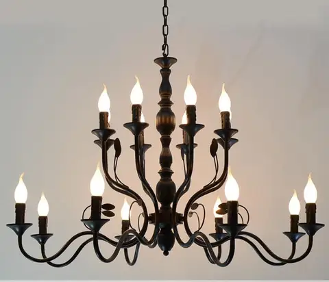 Черная винтажная промышленная люстра, освещение для кухни, гостиной, потолка, светодиодные люстры, столовая, железная свеча, Led luminaria