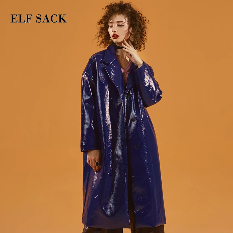 ELFSACK, красная однотонная кожаная куртка на пуговицах, Повседневная Женская куртка из искусственной кожи, зимняя уличная одежда