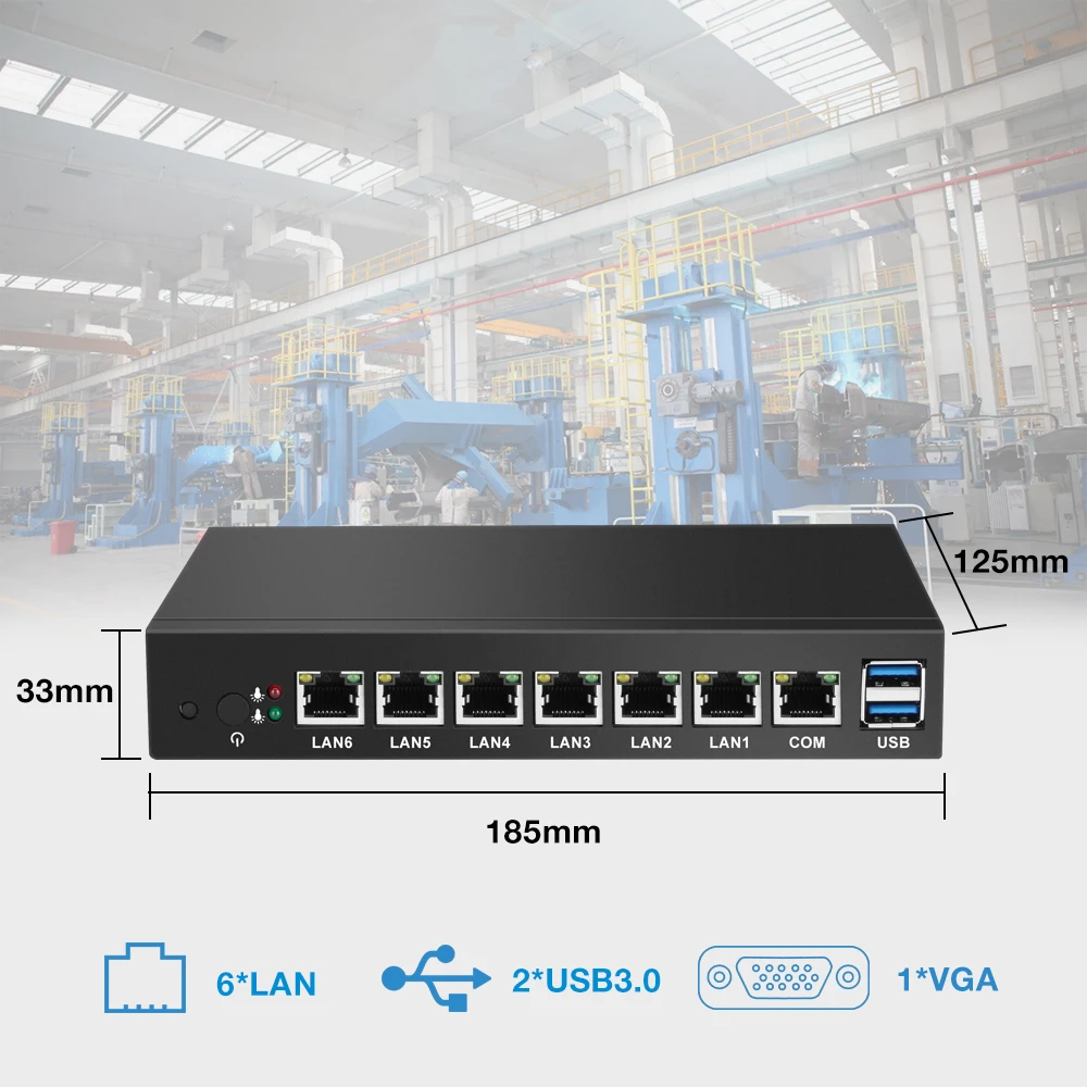BEBEPC 6 * LAN Gigabit Ethernet Мини ПК Celeron 1037U 1 80 ГГц тонкий клиент маршрутизатор Pfsense Windows 10 Linux