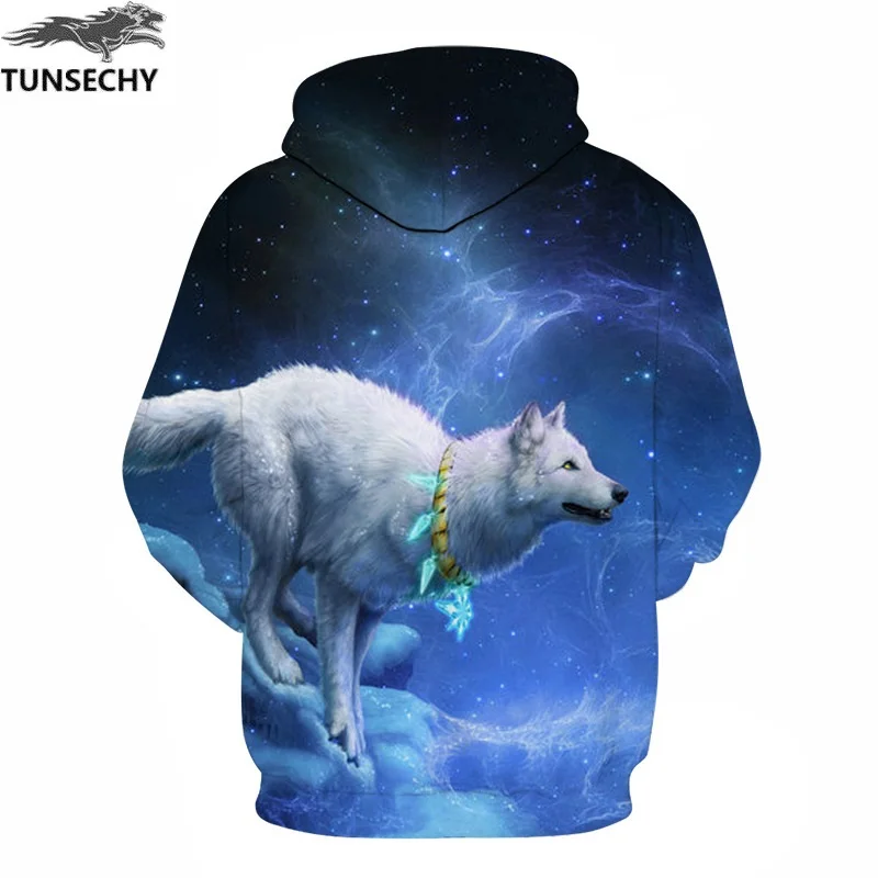 

TUNSECHY Fashion Brand clothing Hoodies Men/Women wolf 3D print Hooded Sweatshirt Pockets Hoody Tracksuits Free transportation