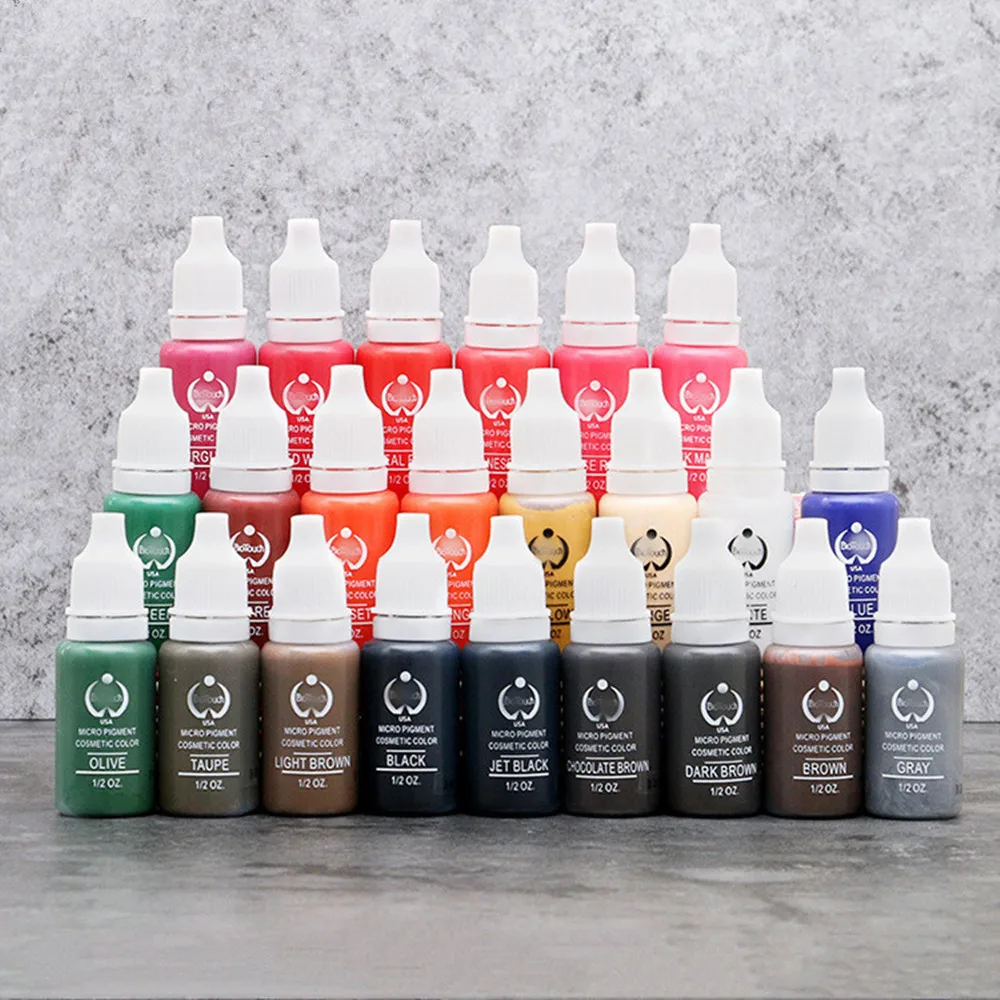 6 шт. Чернила для тату Цвета татуаж пигменты бровей Подводка глаз губ 1/2 унции