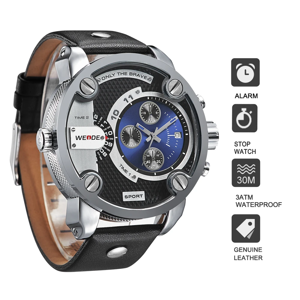 WEIDE повседневные Оригинальные мужские часы люксовый бренд кожаный ремешок