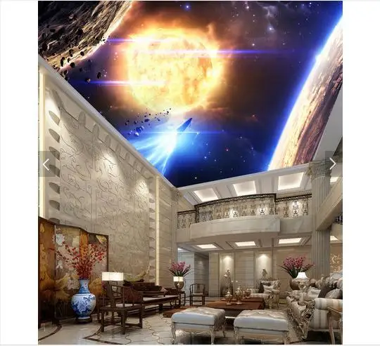 3D обои на заказ 3d потолочные фрески солнечная система планеты гостиная фото
