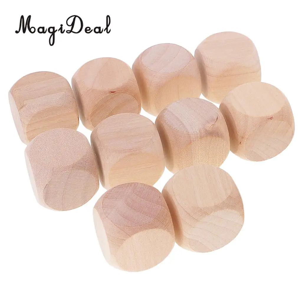 MagiDeal 10 шт./компл. 3 см деревянные кубики D6 шестисторонние пустые DIY для D &amp TRPG MTG