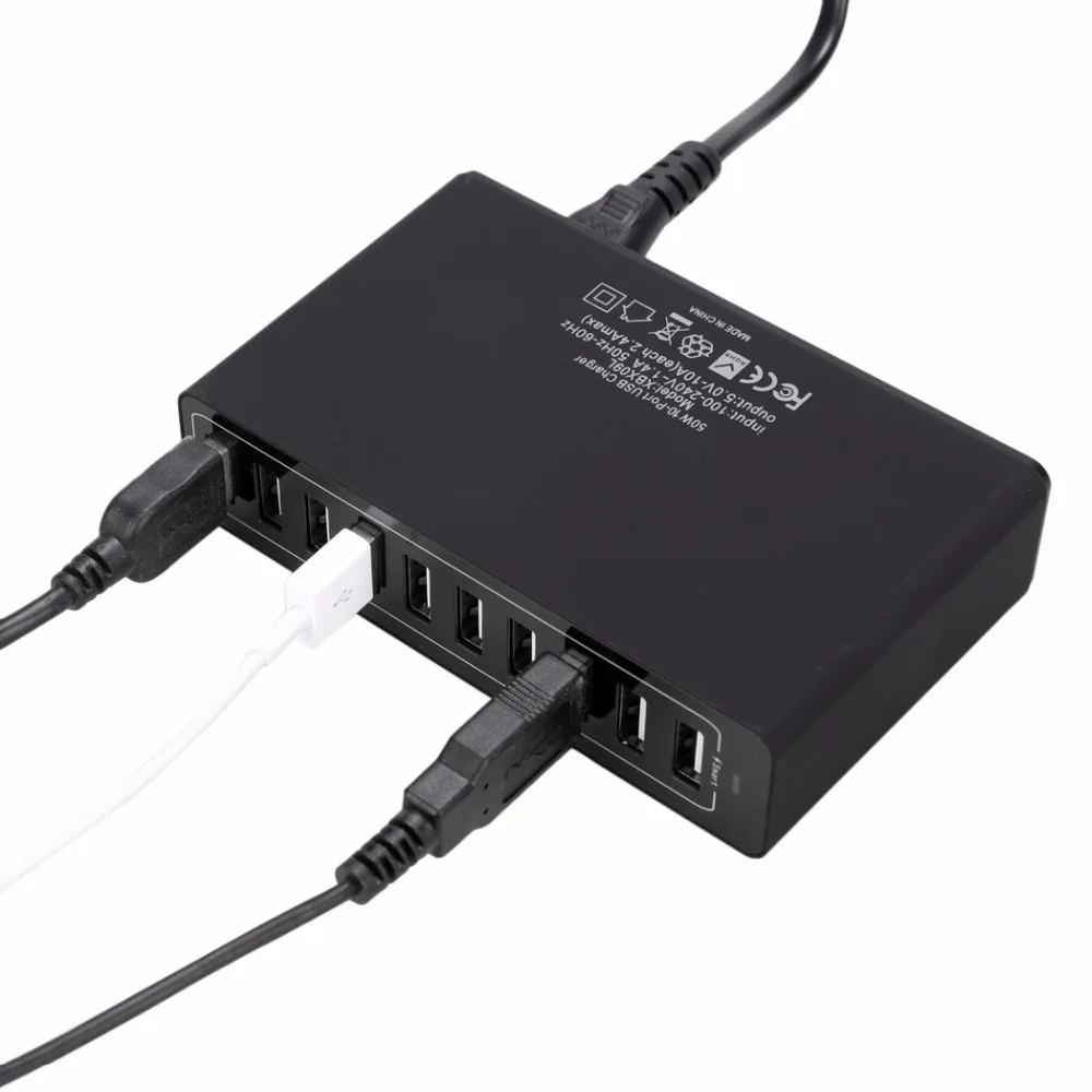 Быстрая зарядка 10 Порты несколько USB Зарядное устройство для рабочего стола, Зарядное устройство 5V 10A 50 Вт смарт быстрой зарядки мобильного Зарядное устройство для iPhone samsung xiaomi