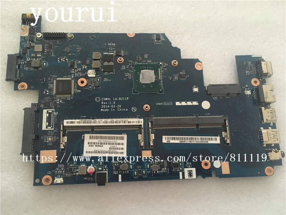 Yourui NBMPL11001 для acer Aspire E5 511 ноутбук материнская плата NB. MPL11.001 Z5WAL LA B211P N2930 Процессор