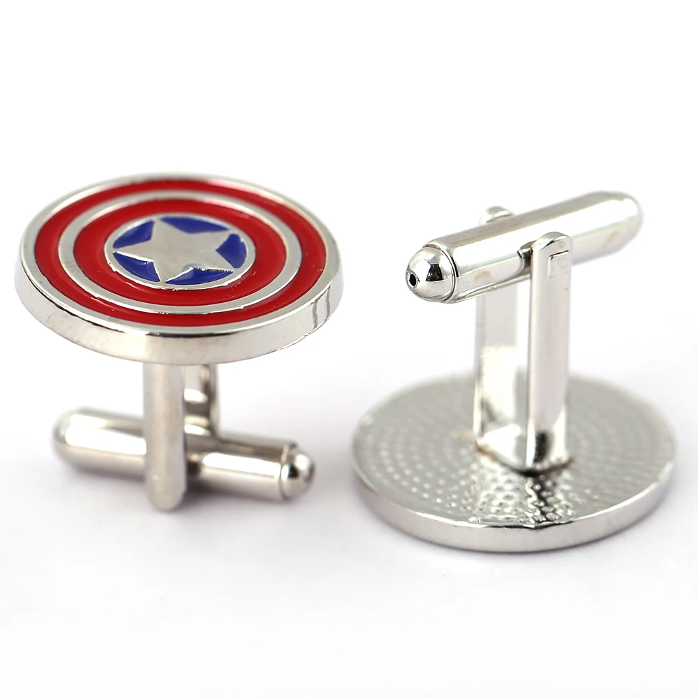Запонки Captain America для мужских рубашек модные запонки с эмалью высококачественные