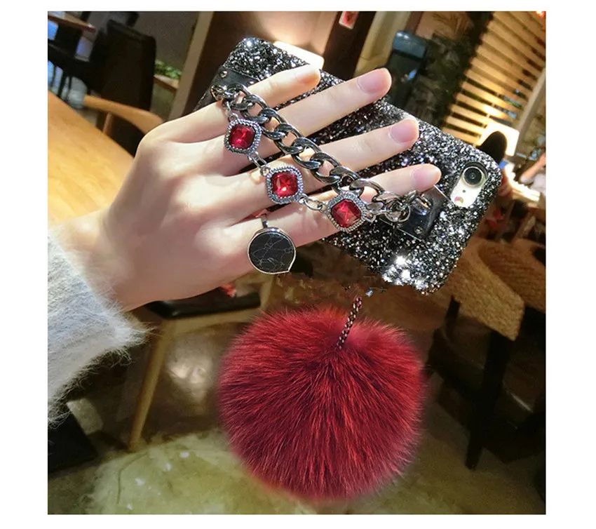 For iPhone 11 Pro MAX X XR 6 7 8 plus Luxury Pretty Cute Diamond leopard bracelet chain red black glitter soft phone case cover |