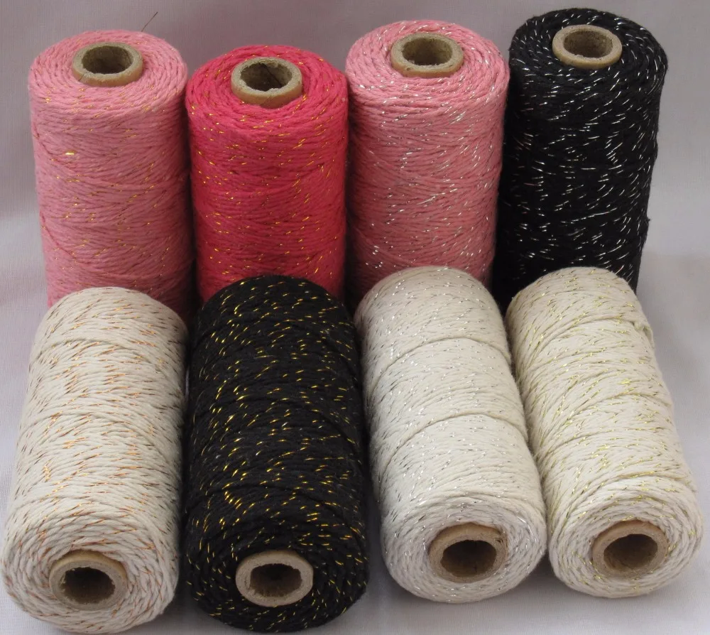

3 pieces add all kinds metallic Cotton Baker twine for gift packing (11 kinds color),gold twine,sliver twine,copper twine