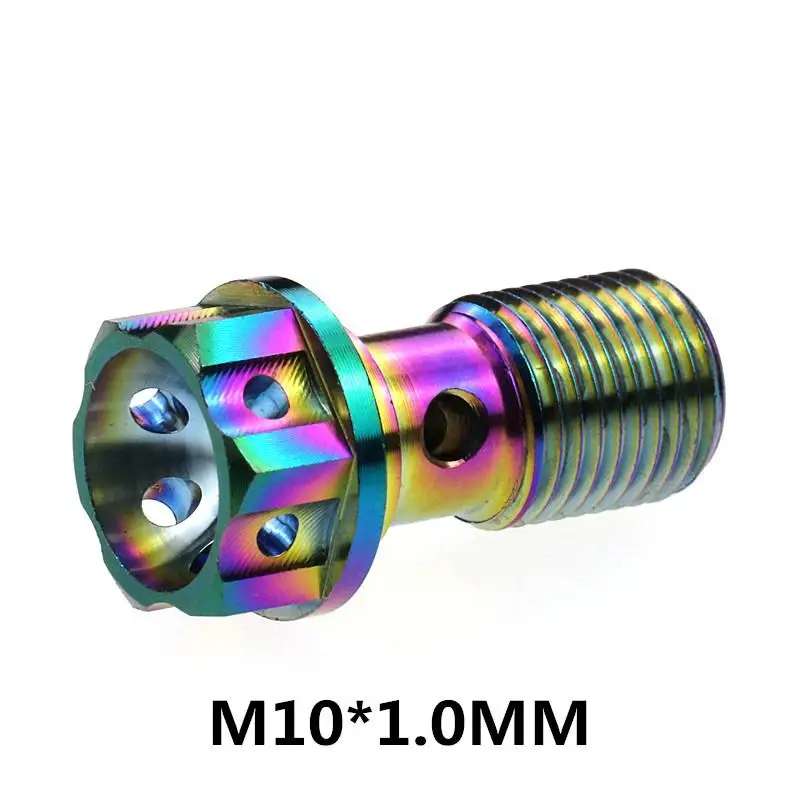 M10x1.0MM Титановый болт для мотоцикла Ti Banjo, масляный сливной винт/полый винт M10* 1,25 мм/1,0 мм для тормозного шланга, суппорта, суппорта главного цилиндра - Цвет: M10x1.0MM