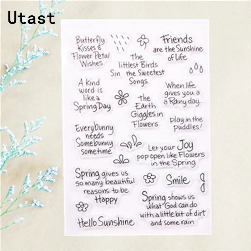 Весенние поздравительные слова прозрачные силиконовые штампы/прозрачный