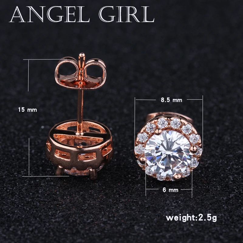 Angel Girl модные популярные круглые 6 мм австрийские серьги-гвоздики с кубическим цирконием с серебром/розовым/золотым цветом для женщин ювелирные изделия подарок