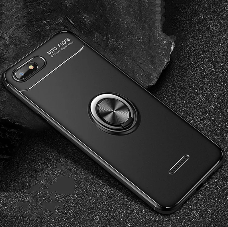 Черный Чехол для xiaomi redmi 6a, чехол с кольцом на палец, матовая броня, ударопрочный протектор, тонкая задняя крышка для redmi 6a, бампер, чехол - Цвет: Черный