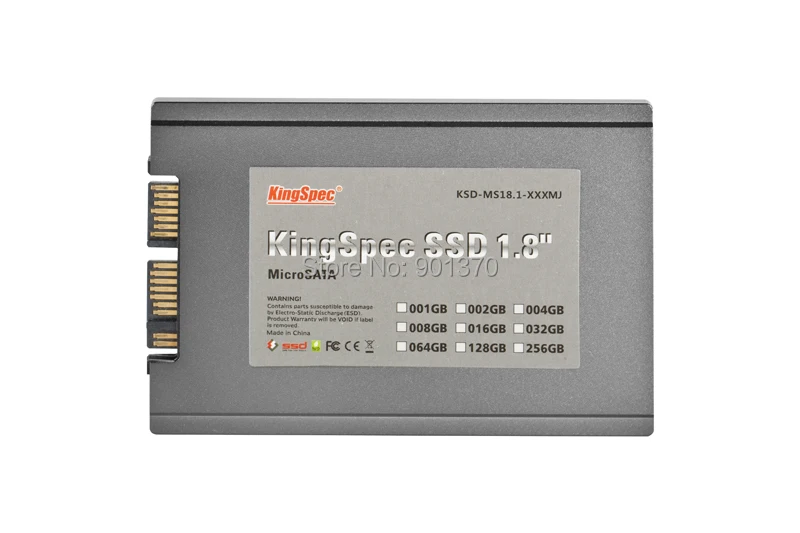 L Kingspec CE FCC ROHS 1.8 Дюймов &quotМикро SATA SSD 8 ГБ 2-канальный Solid State Disk Для Портативного