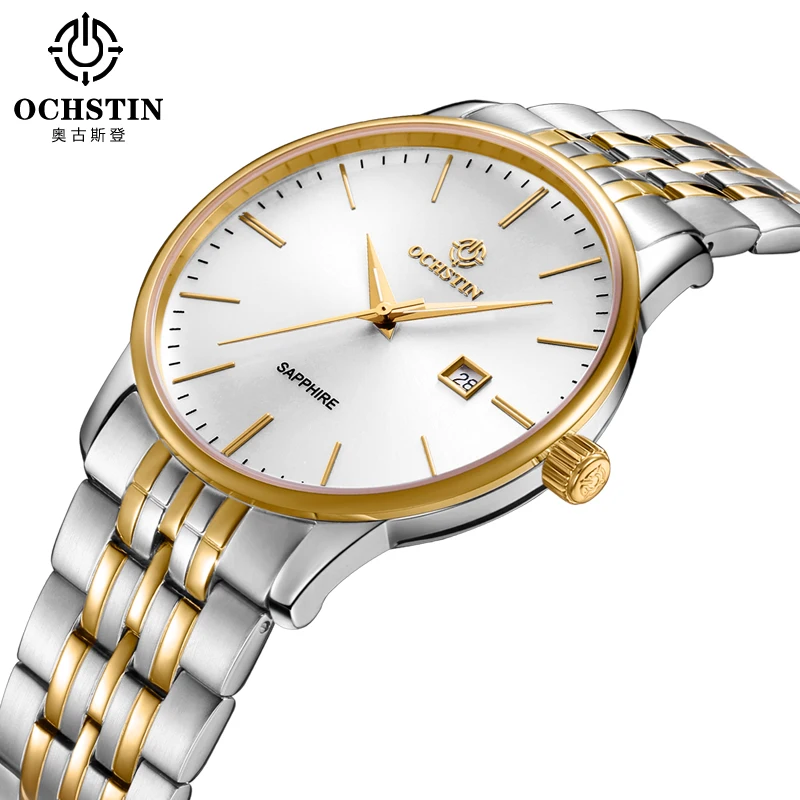 2016 Ochstin Mens Watches Top Brand Luxury Calendar Display Ladies Quartz Watch Male Women Steel Band Wrist Relogio Masculino