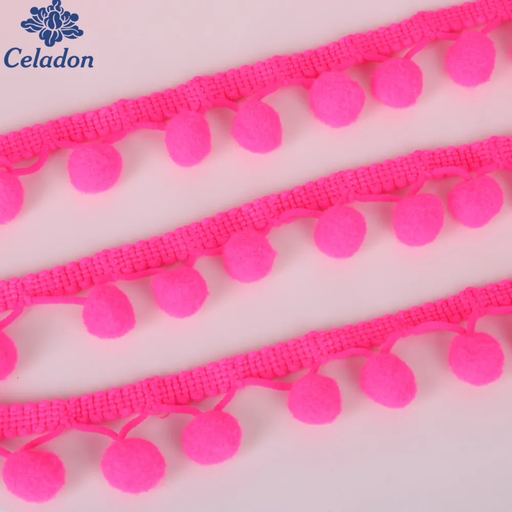 Кружевная ткань 10 20 мм 5 ярдов аксессуары для шитья отделка с помпоном блестящая