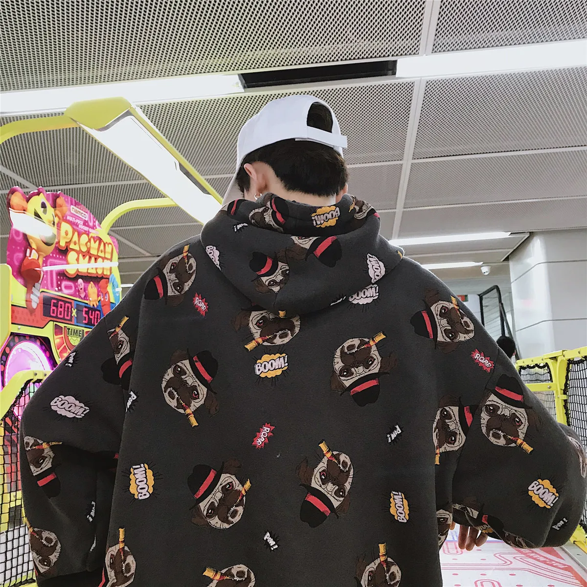 Толстовка с капюшоном мужская 2018 осень новая принтом на тему собак Повседневная