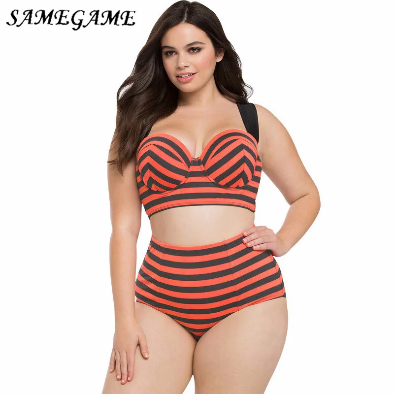 Женский купальник с высокой талией SAMEGAME винтажный купальник-бикини в красную