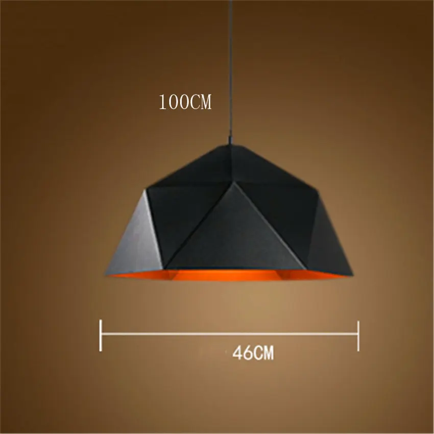 Black 46CM Vinatge, чердак, светодиодный светильник для люстры, промышленное украшение, железный подвесной светильник, светодиодный подвесной светильник для дома, Кухонные светильники, светильник - Цвет корпуса: Black 46CM