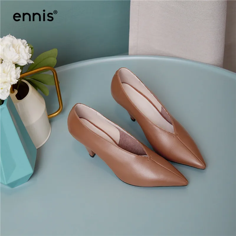 ENNIS/ г., туфли-лодочки на высоком каблуке-шпильке женская обувь Туфли-лодочки из натуральной кожи женские неглубокие повседневные туфли модные демисезонные Туфли на каблуке, P947