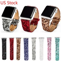 glittery bling christmas pu leather band for apple watch series 5 4 3 2 1 strap bracelet for iwatch 44mm 42mm 40 38mm watchbands