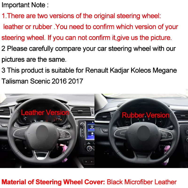 hand sewing car steering wheel cover for renault kadjar koleos megane talisman scenic 2016 2017 volant braid on steering wheel free global shipping