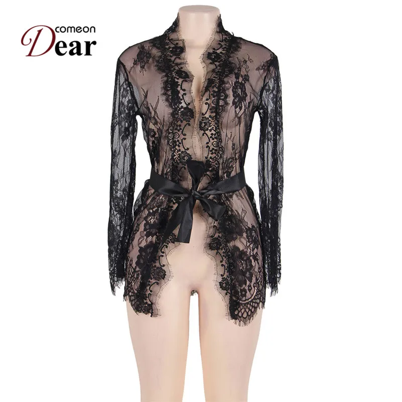 Comeondear Tenue эротическое белье размера плюс черное белое кружево сексуальное ночное