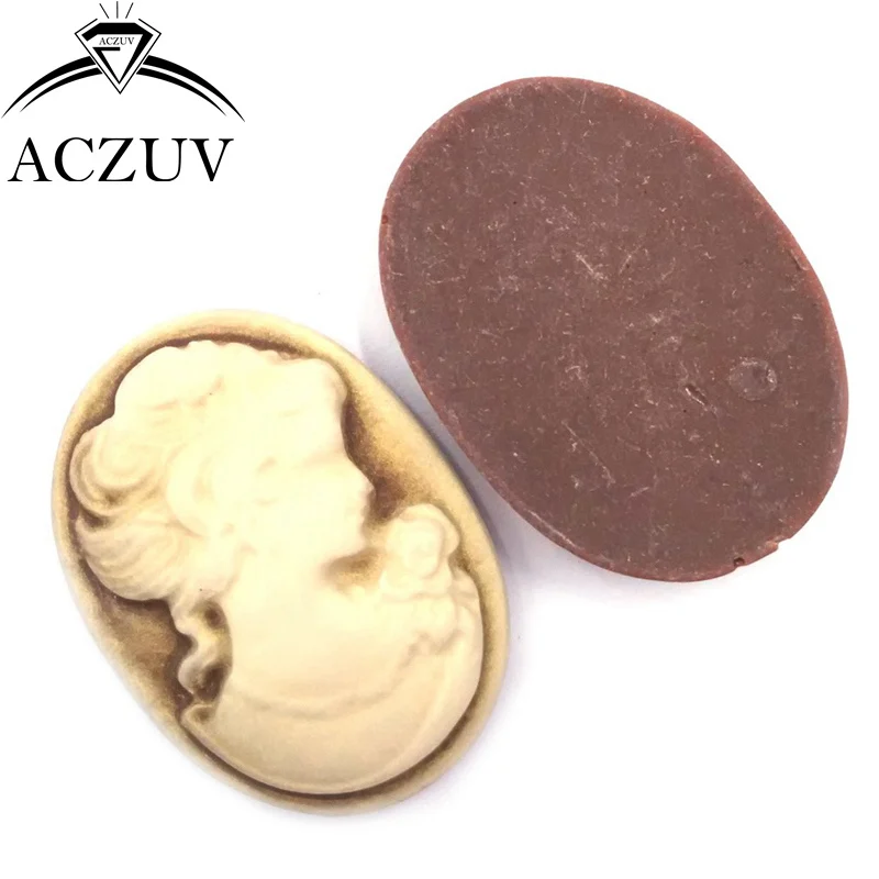 

100 шт. коричневые 18x25 мм овальные кабошоны с плоской задней поверхностью из смолы Красивая Женская Камея Кабошон RC002