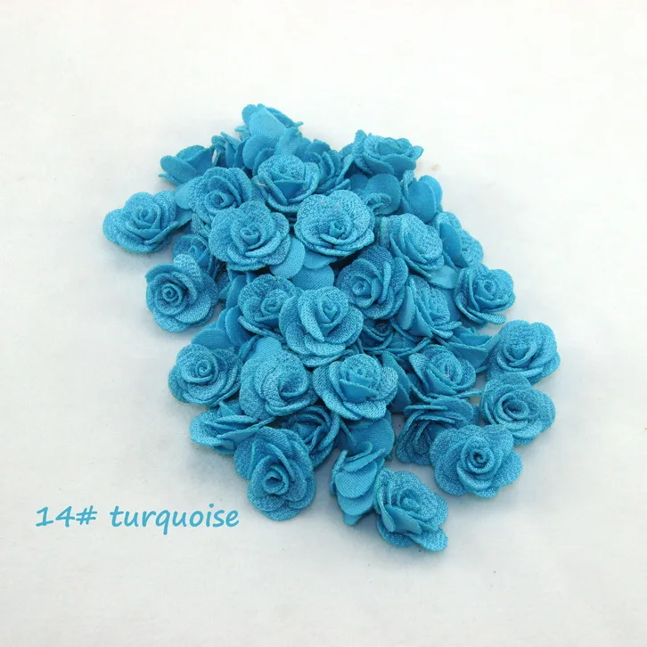 14 turquoise 24 шт./пакет искусственная Камелия цветок 2,5 см Шифоновый Цветок для волос DIY принадлежности Свадебный букет домашнее украшение - Цвет: 14 turquoise